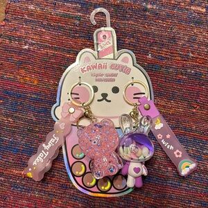 Cute Pink Glitter Teddy Bear Keychain / Bag Charm